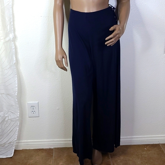 Lauren Ralph Lauren Pants Size Petite Small Navy Blue Elastic Waist Lightweight - Picture 1 of 9